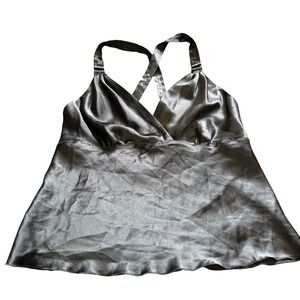 Alfani Intimates Camisole Women Size M Black Excellent Satin Criss-Cross Back